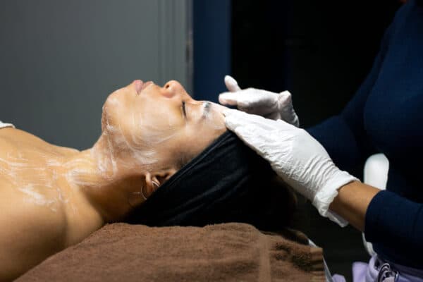 Facial treatment in progress at Carson Aesthetics